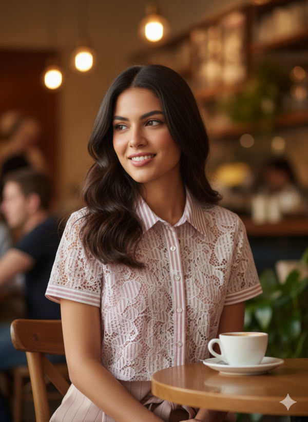 LC CAMISA ROSA CON BLANCO