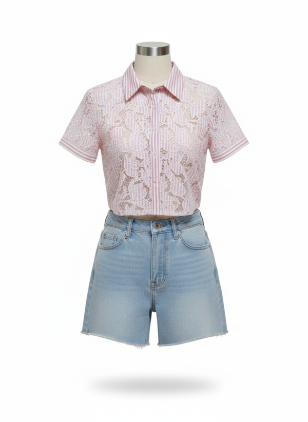 LC CAMISA ROSA CON BLANCO