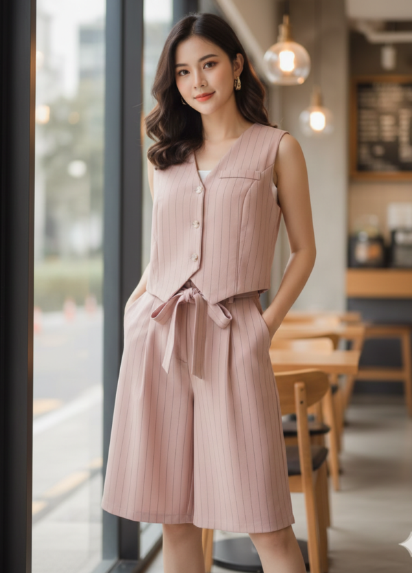 LUCKY CLOVER CHALECO ROSA CONJUNTO