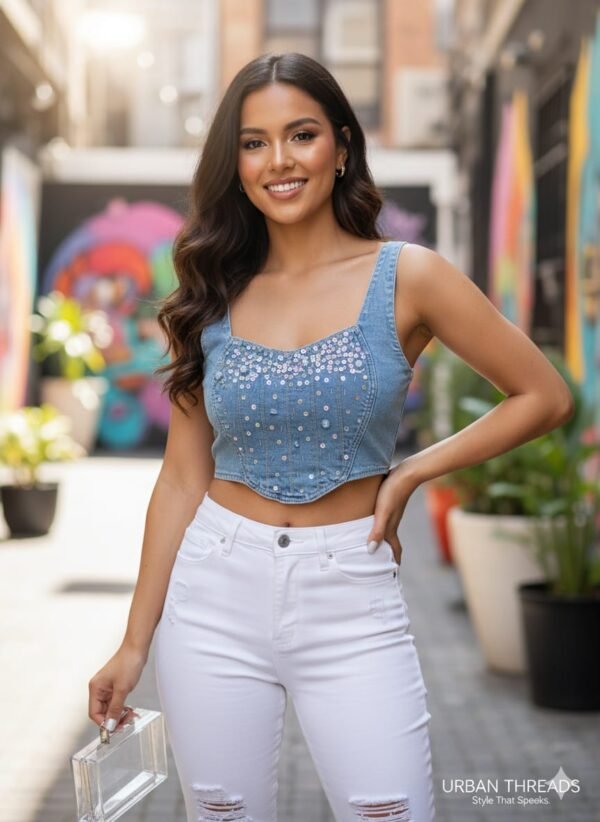 MISS MIA MIA TOP CROP MEZCLILLA